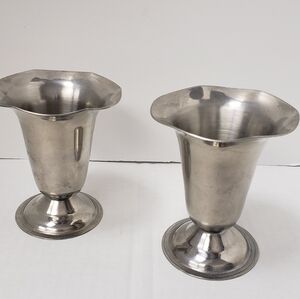 Set of 2 VTG Halco 4.5" MCM 18/8 Stainless Steel Sundae Dessert Cups Pedestal